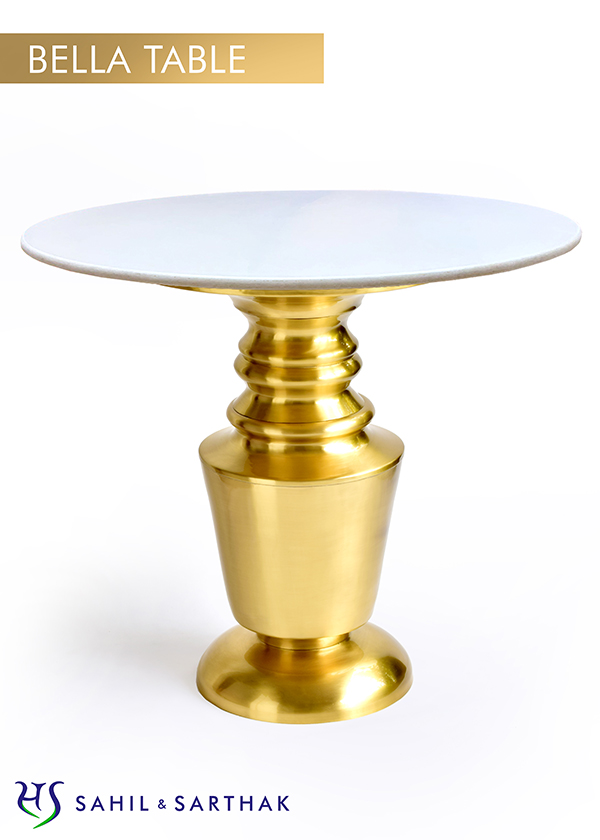 Bella Table by Sahil & Sarthak Brass Matt Top